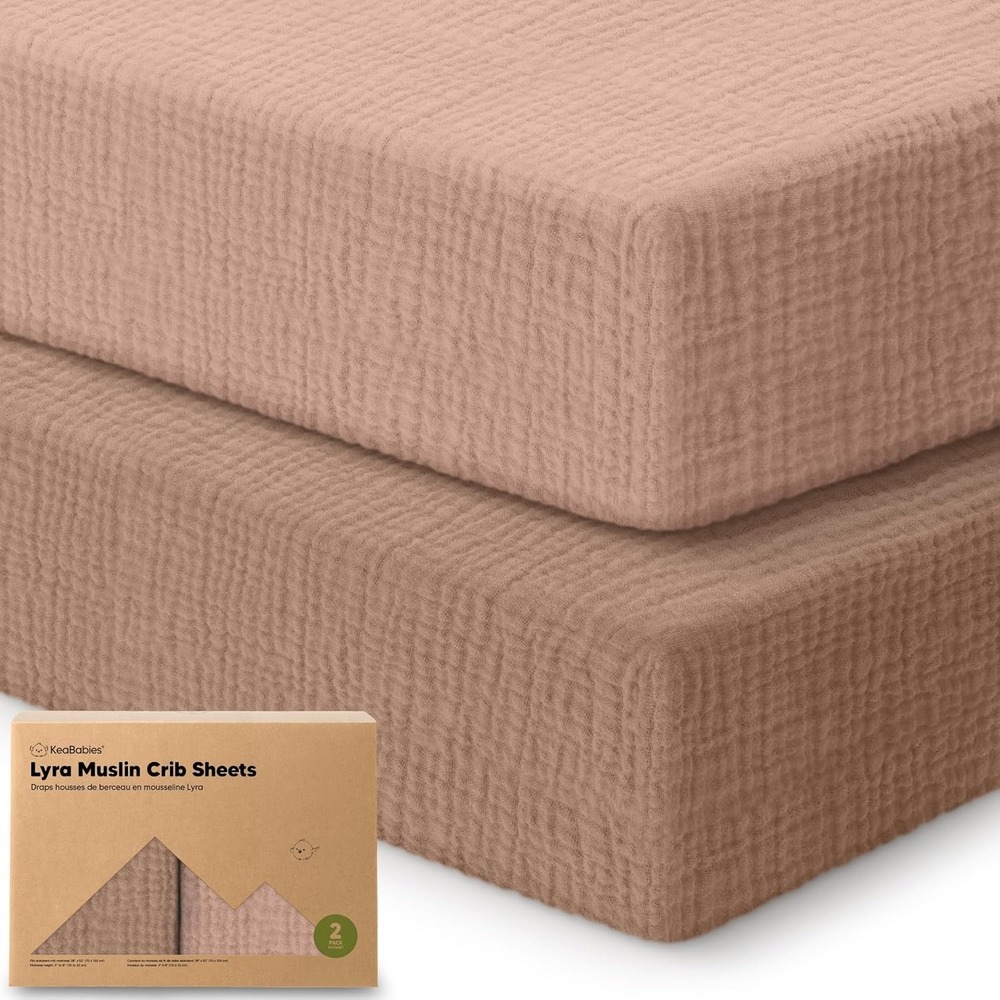 NEW Lyra Muslin KeaBabies 2-Pack Organic Crib Sheets Organic Cotton Brown